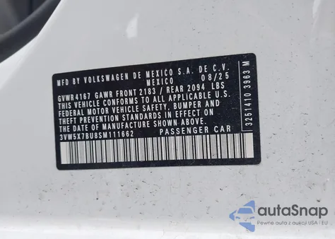 2025 Volkswagen Jetta 1.5T S from USA, damaged, VIN 3VW5X7BU8SM111662